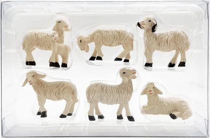 Miniature Garden Figurines Set of 6 Sheep Statues - Outdoor Decor Art for Fall Winter - Patio