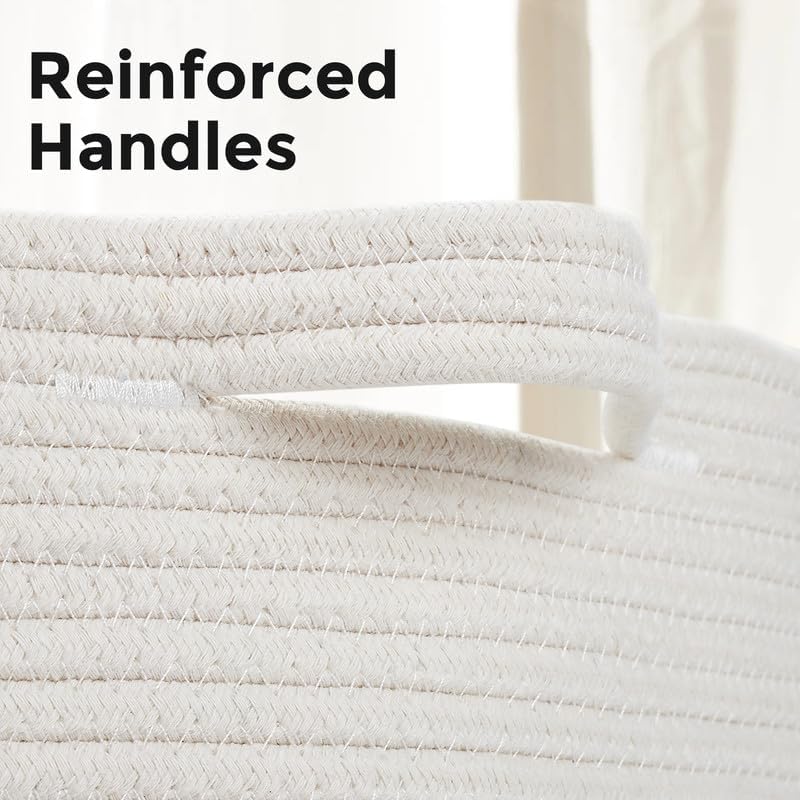 Ravinte Large Storage - 22"x 22"x 14" Blanket Basket for Living Room, Baby Toy Storage, Cotton Rope