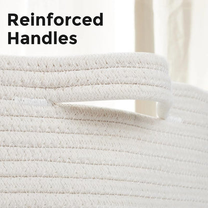 Ravinte Large Storage - 22"x 22"x 14" Blanket Basket for Living Room, Baby Toy Storage, Cotton Rope