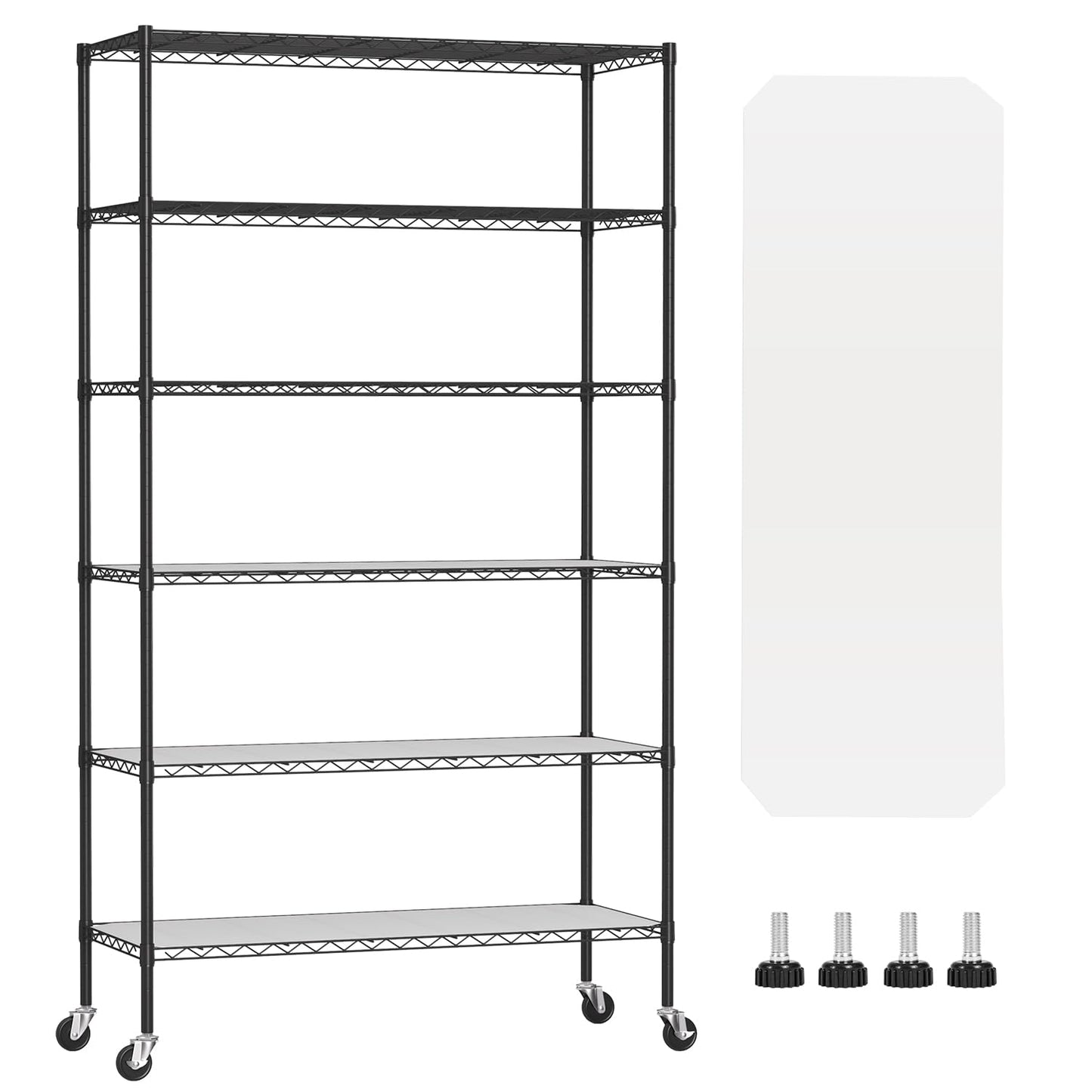 BestOffice | 6-Tier Wire Storage Shelves with PP Shim | 18x45x82 | Black