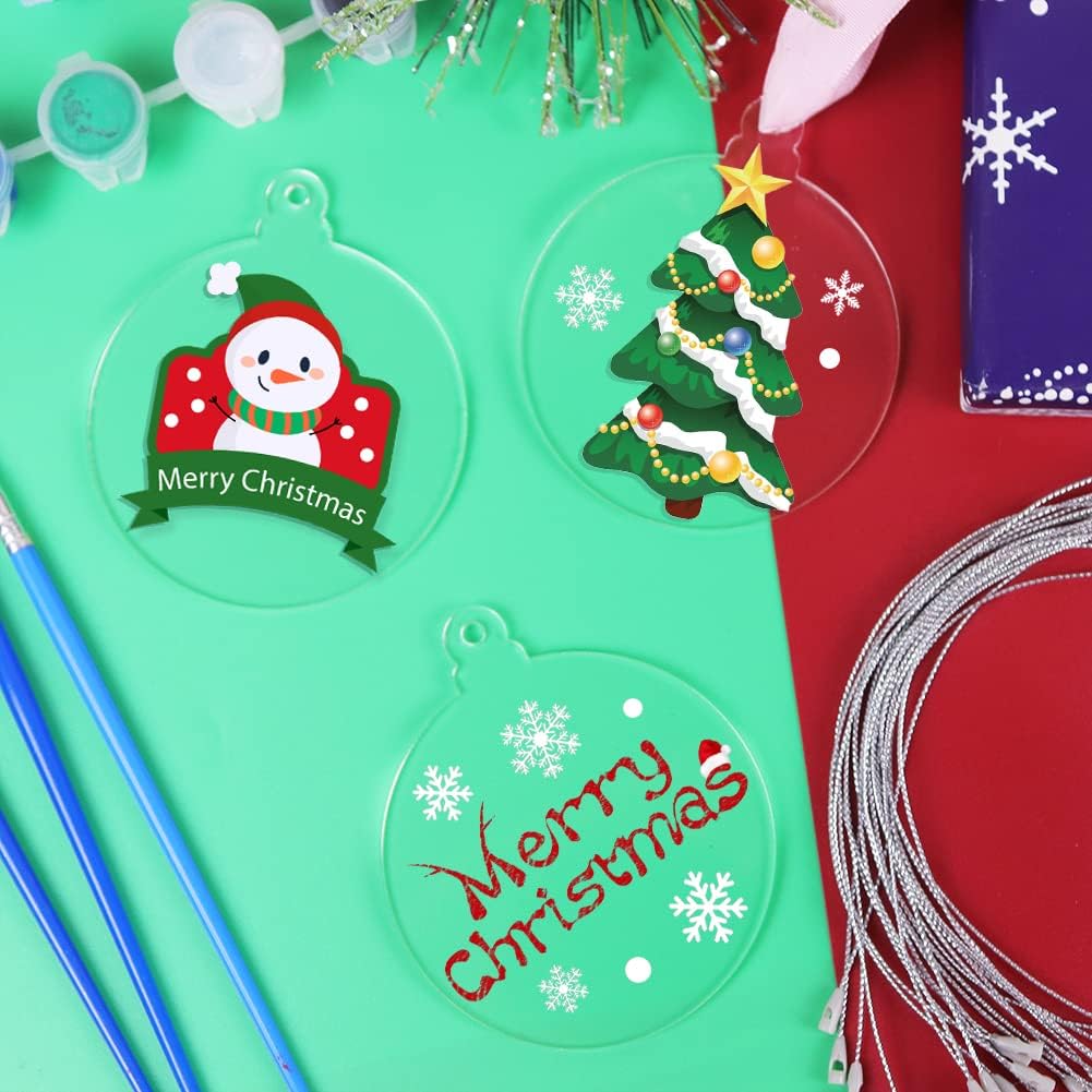 20Pcs 4 Inch Clear Acrylic Christmas Ornaments - DIY Craft Hanging Ornaments for Christmas Tree