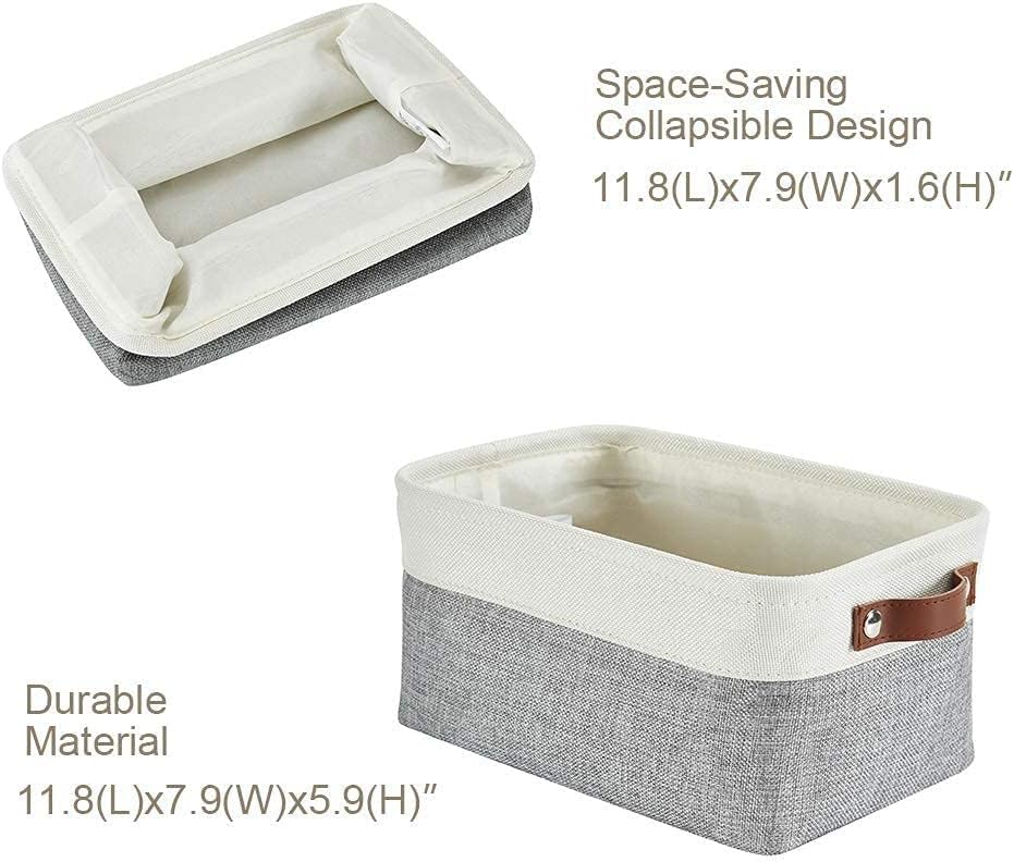 DECOMOMO Small Storage Basket, Closet Storage Bins, Baskets for Organizing Shelves (Grey & White