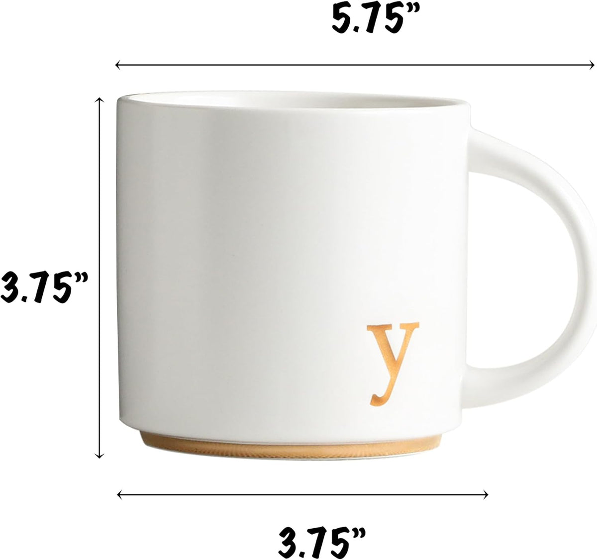 COLLECTIVE HOME - Monogram Ceramic Mugs, 15 oz Golden Initial Coffee Cups, Elegant Alphabet Tea