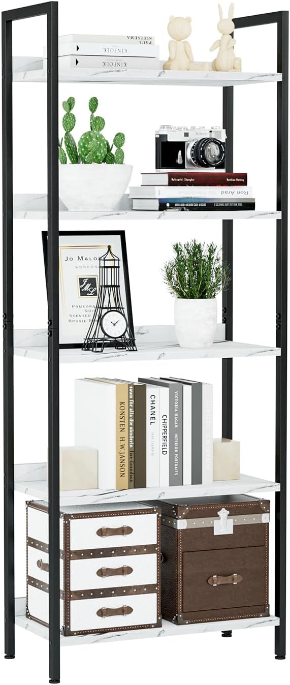 NUMENN Bookshelf, 5 Tier Bookshelves, Home Office Bookcase Shelf Storage Organizer, Free Standing