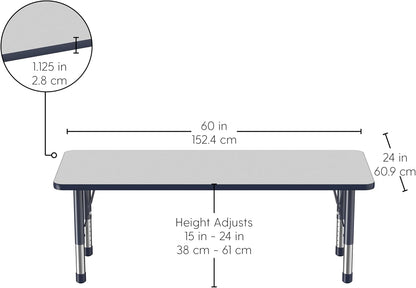 Factory Direct Partners FDP Rectangle Activity School and Classroom Kids Table (24 x 60 inch)