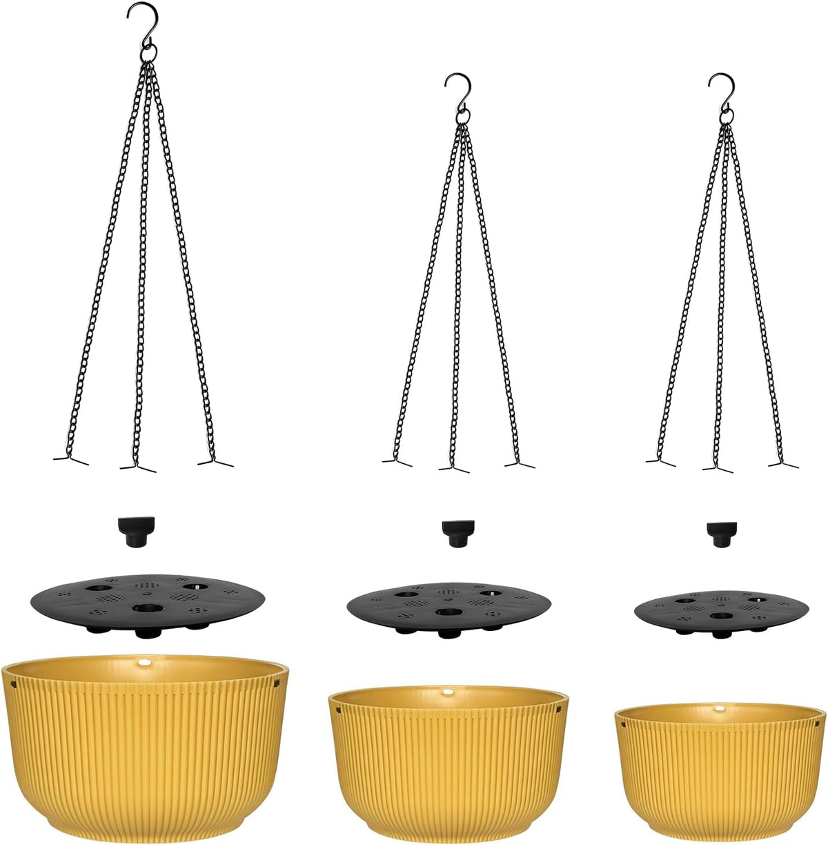 Hanging Planters 9/10/11 Inch for Indoor Plants, 3 Pack Plant Hanger Outdoor with Drainage Holes
