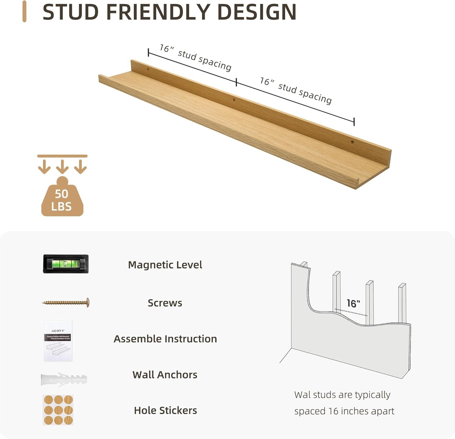 Picture Ledge Shelf, Wood Floating Shelves Set of 2, 36 inch Picture Ledge Shelves, Photo Ledge