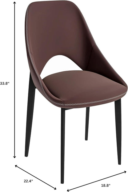 LeisureMod Amalfi Upholstered Fabric Dining Chair – Modern Side Chair with Iron Legs, Mid-Century
