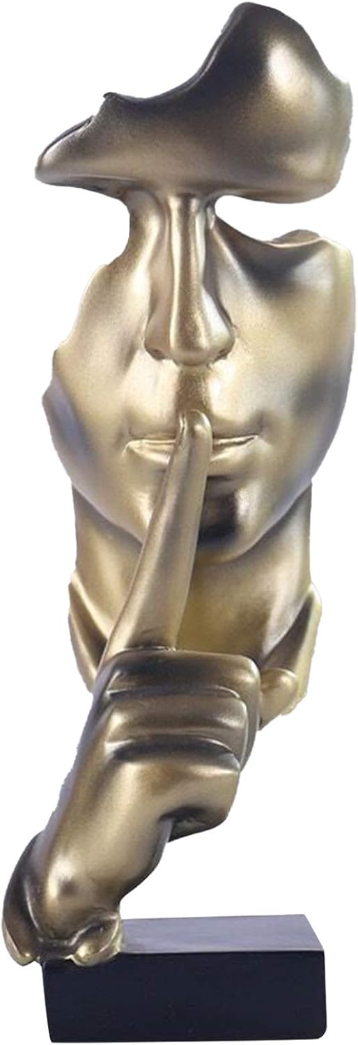 aboxoo Thinker Statue, Silence is Gold Abstract Art Figurine,Modern Home Resin Sculptures