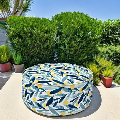 LVTXIII Outdoor/Indoor Inflatable Stool Ottoman, All Weather Patio Footrest Pouf, Portable Round