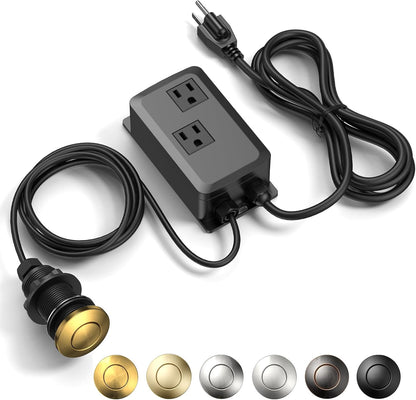 Garbage Disposal Air Switch Kit -Professional- Dual Outlet, Sink Top Waste Disposer On/Off, Garbage