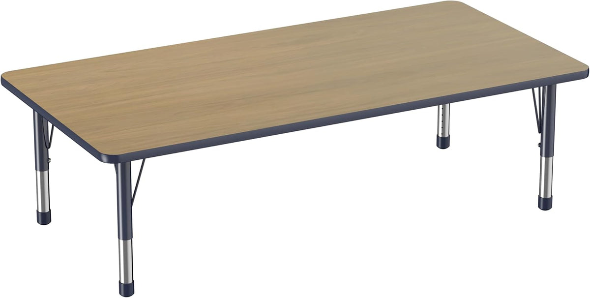 FDP Rectangle (36 x 72 inch) Classroom Table with Adjustable Chunky Toddler Legs (15-24 in);