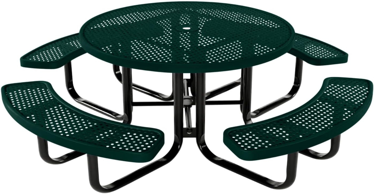 Heavy-Duty Portable Outdoor Kids Table with Umbrella Hole, Punched Steel Kids Picnic Table