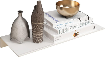 JOOM White Metal Floating Shelf - Floating Shelf, Small Bathroom Shelf, Display Shelves for Wall