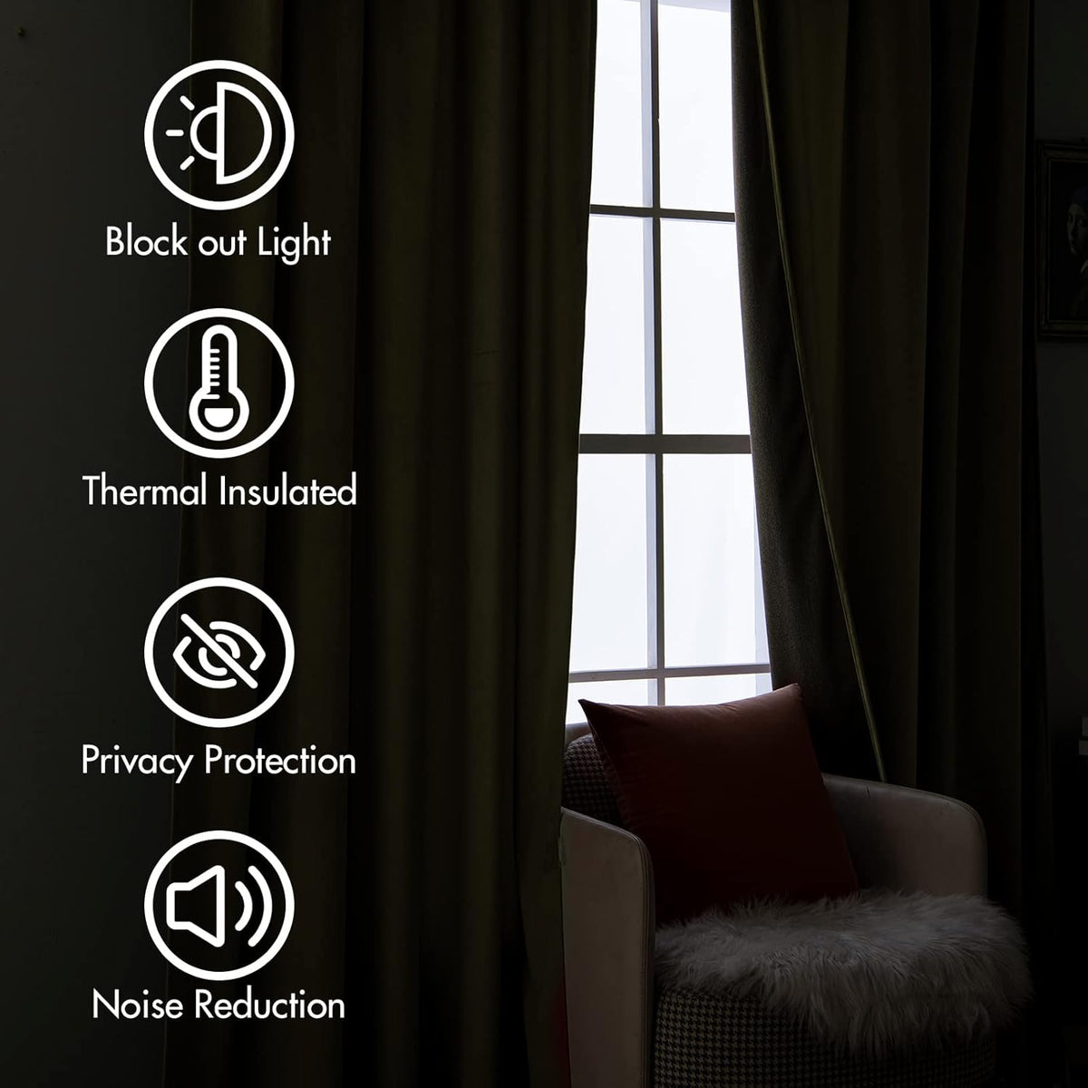 MIULEE Fall Burnt Orange Velvet Curtains 84 Inches Long 2 Panels - Back Tab and Pleated Luxury