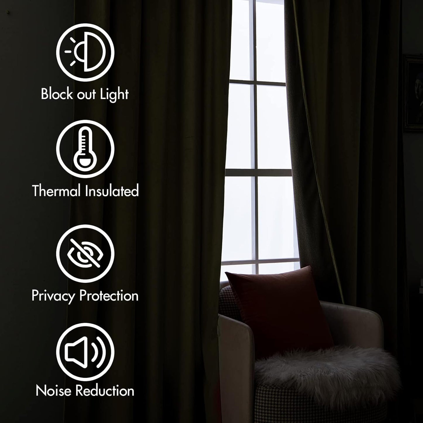 MIULEE Fall Burnt Orange Velvet Curtains 90 Inches Long 2 Panels - Back Tab and Pleated Luxury