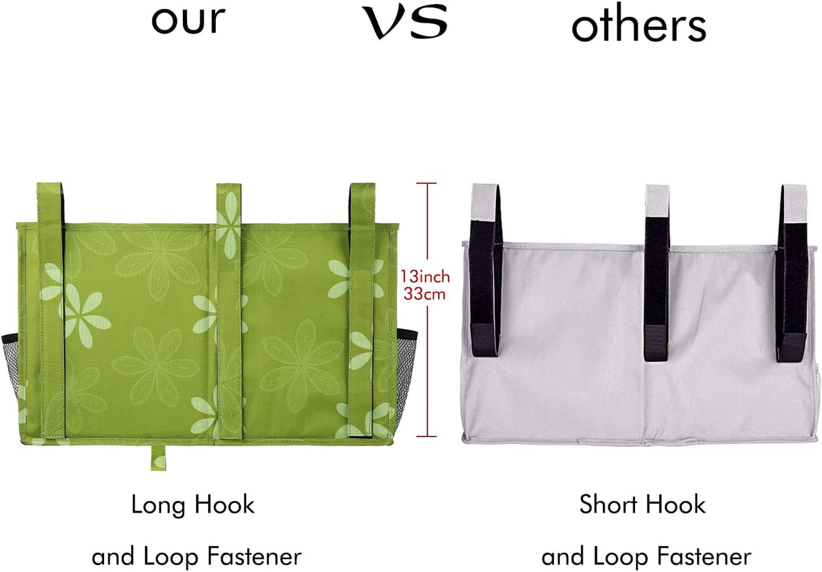 Surblue Caddy Hanging Organizer Bedside Storage Bag for Bunk and Hospital Beds, Flower, L