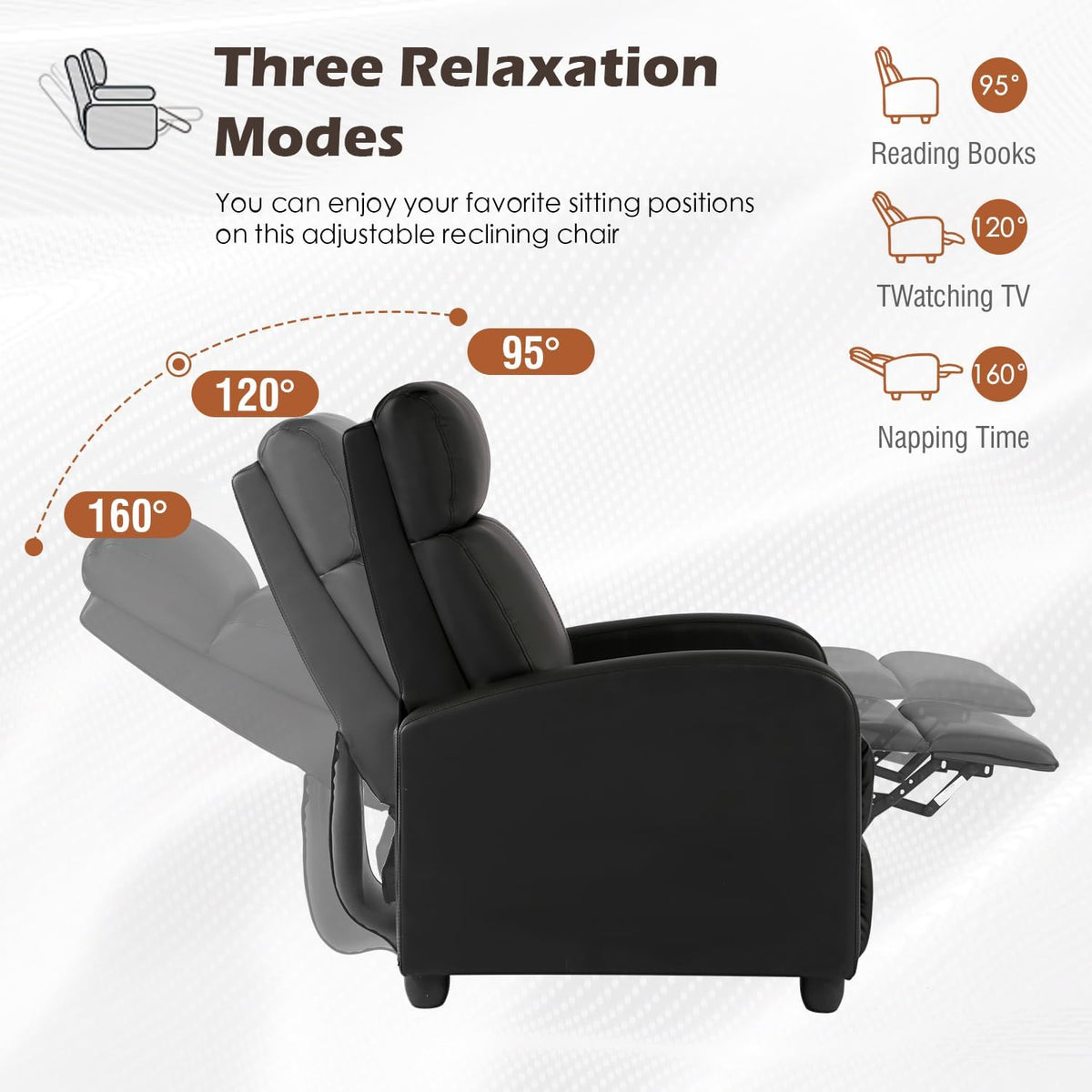 BestMassage | Recliner Chair | No Massage Function | Leather Black | with Lumbar Support