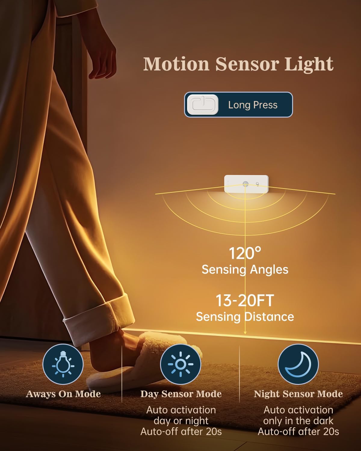 Yiliaw Motion Sensor Night Lights Indoor - Rechargeable Stick-On Stair Lights with Wireless