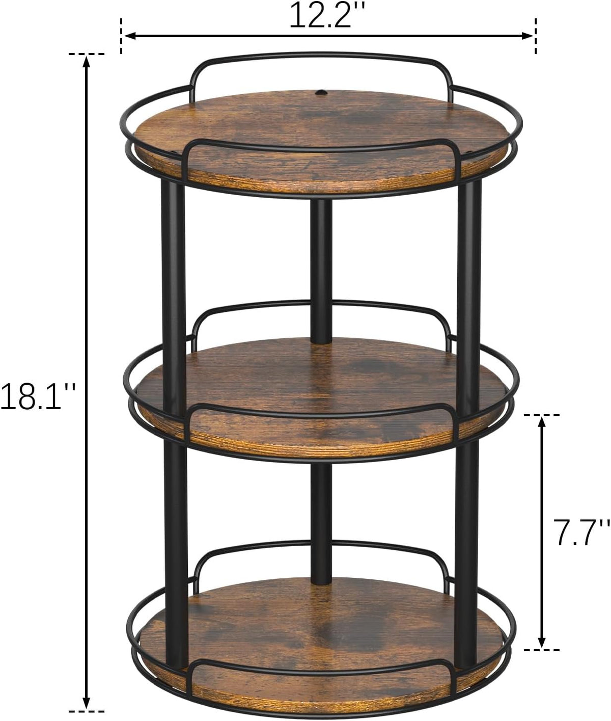 LAMU 12.2'' Wood Lazy Susan Turntable Organizer for Cabinet, 3 Tier Lazy Susan Spice Rack Organizer