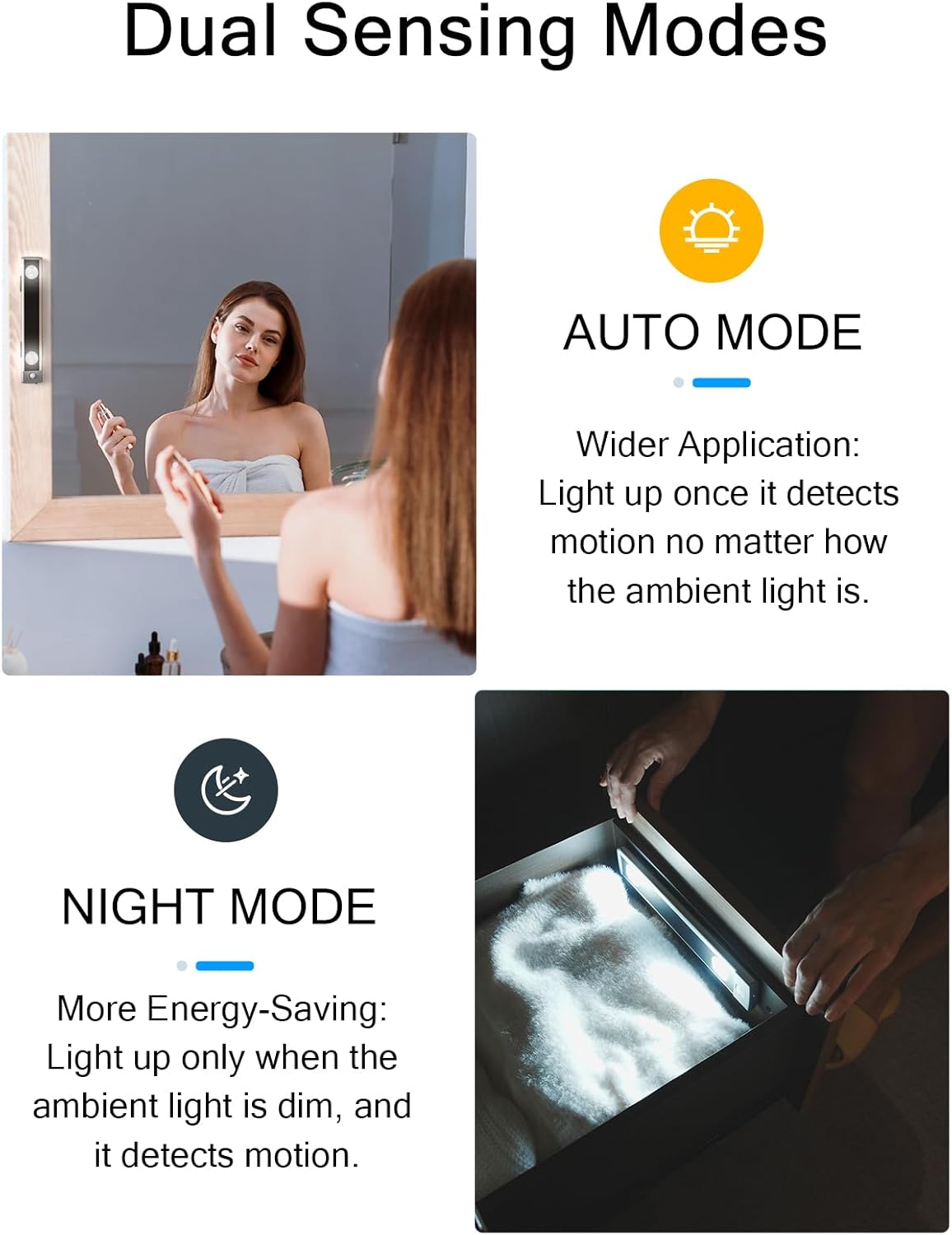 Under Cabinet Lights, Wireless Motion Sensor Light Indoor,10in LED White Lighting Rechargeable