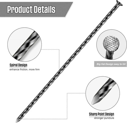 200 Pcs Metal Nails 8 Inch Artificial Spikes Galvanized Spiral Landscape Stakes Edging Spikes