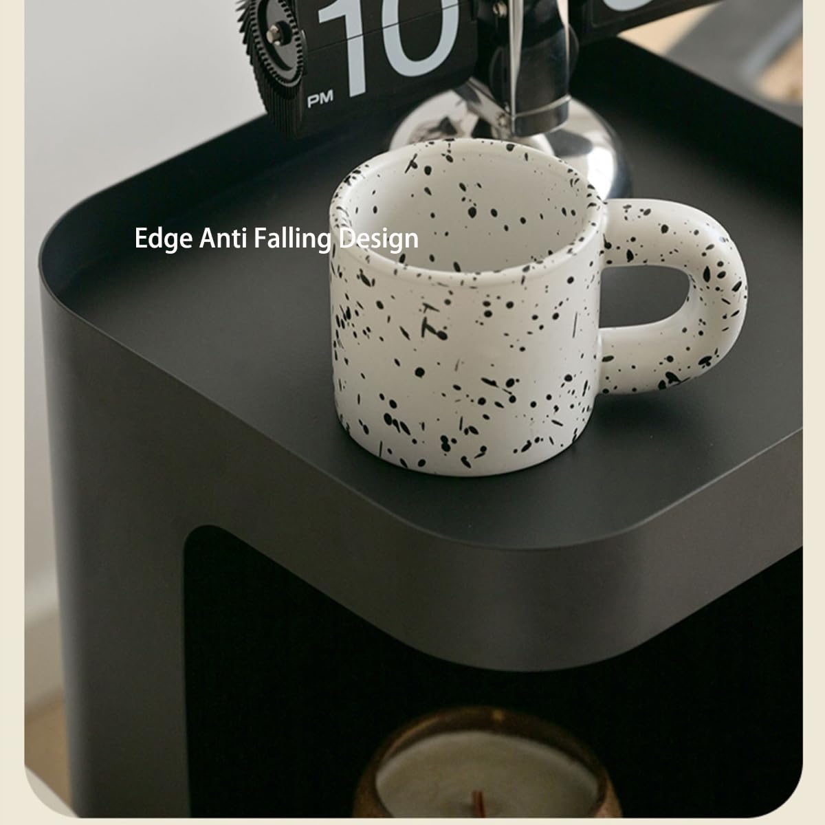 Modern Side Table,Small end Table for Small Spaces,Metal nightstand with Storage Shelf,Space-Saving
