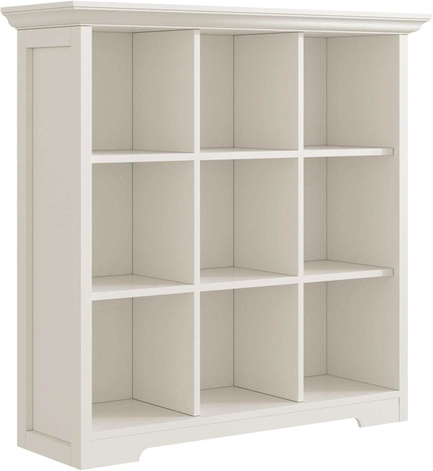 Wooden Cube Shelf Bookcase - Modern 3 Tiers Floorstanding Open Bookshelf with Base for Home and