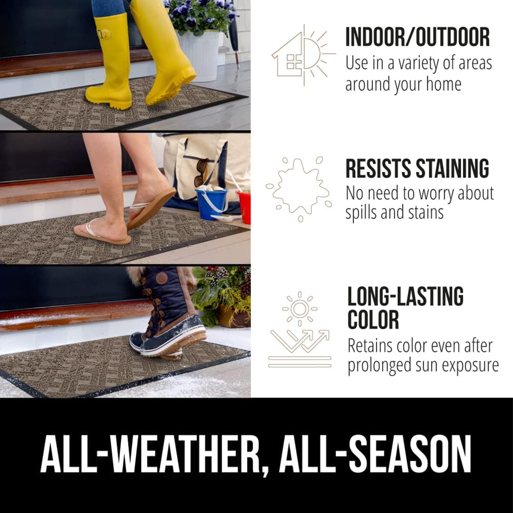 GORILLA GRIP 100% Waterproof All-Season WeatherMax Doormat, 72x24, US Designed Natural Rubber