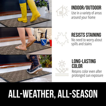 GORILLA GRIP 100% Waterproof All-Season WeatherMax Doormat, 72x24, US Designed Natural Rubber
