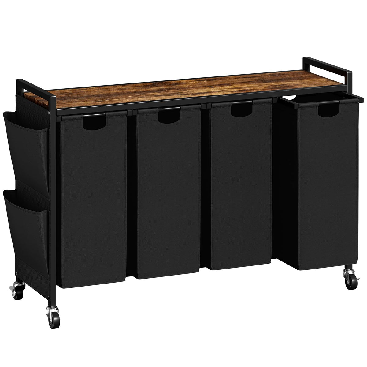 WOWLIVE 4-Compartment Laundry Hamper with Lid,Rolling Laundry Basket Organizer with Wheels