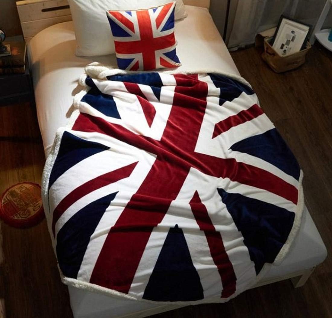 UKELER Flannel Sherpa Throw 60'' x 50'' Union Jack Fleece Blanket Soft Comfy Flannel Blanket Throws