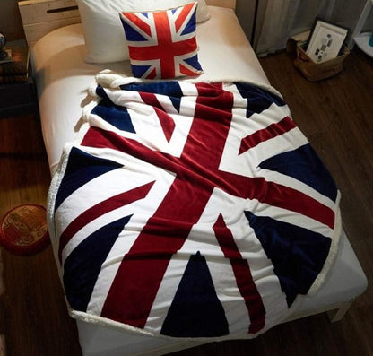 UKELER Flannel Sherpa Throw 60'' x 50'' Union Jack Fleece Blanket Soft Comfy Flannel Blanket Throws