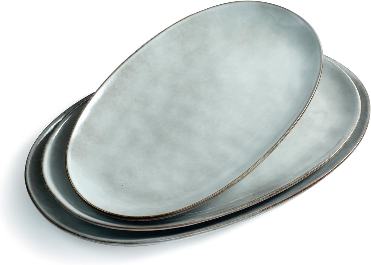 famiware Serving Platter, Oval 15.59/14.3/12.9inch Serving Dishes for Entertaining, Serving Bowls