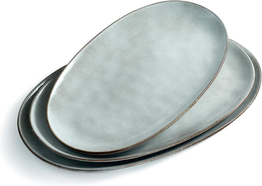 famiware Serving Platter, Oval 15.59/14.3/12.9inch Serving Dishes for Entertaining, Serving Bowls