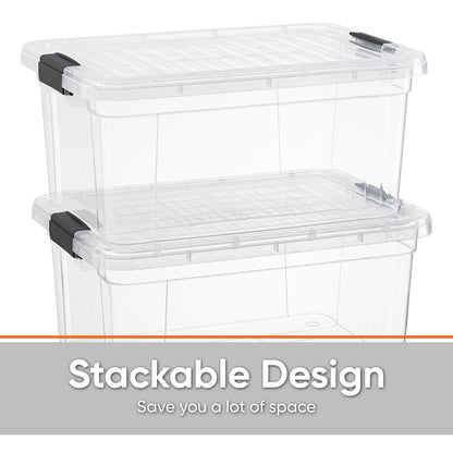 Superio Storage Bins with Lids- 8 Pack, 1.85 Qt Clear Boxes for Organizing, Stackable Plastic