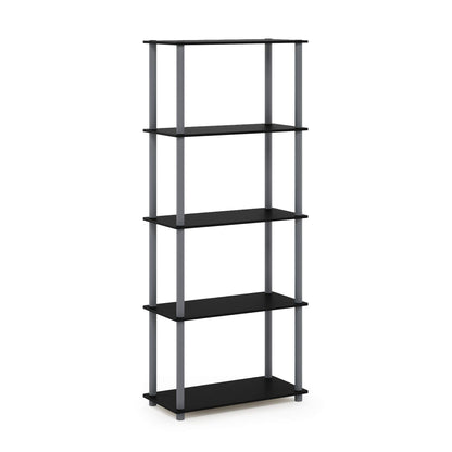 Furinno TURN-N-TUBE Storage Shelves, 5-Tier Book Shelf, Corner Shelf, Toolless Open Shelves, for