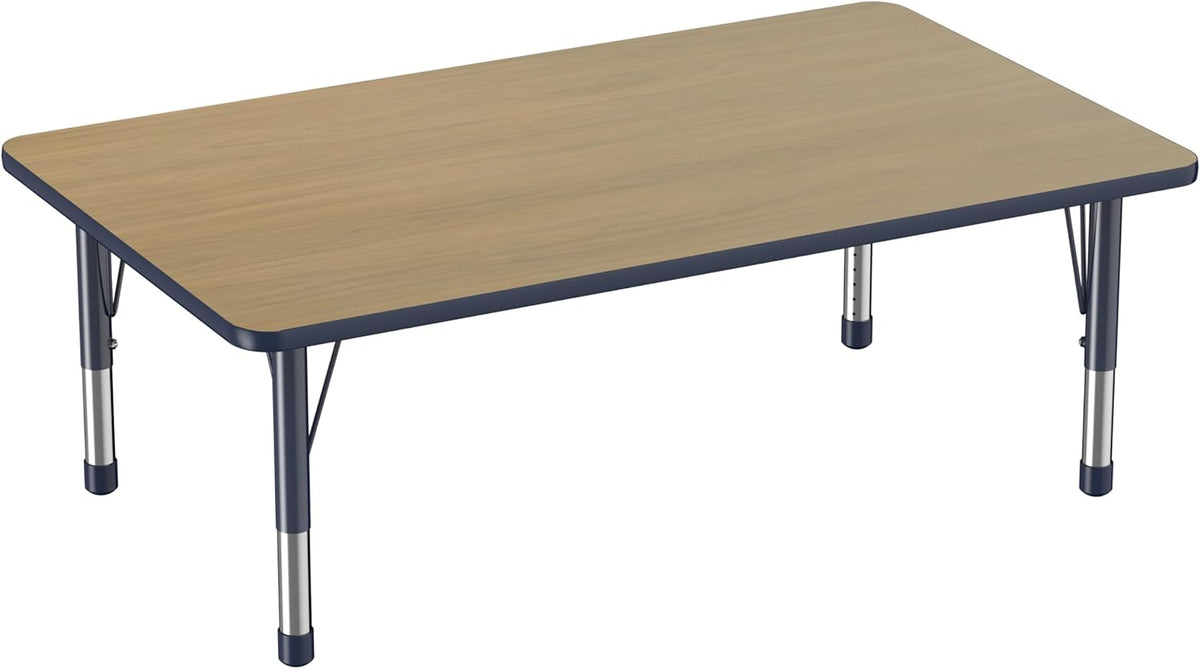 FDP Rectangle (36 x 60 inch) Classroom Table with Adjustable Chunky Toddler Legs (15-24 in);