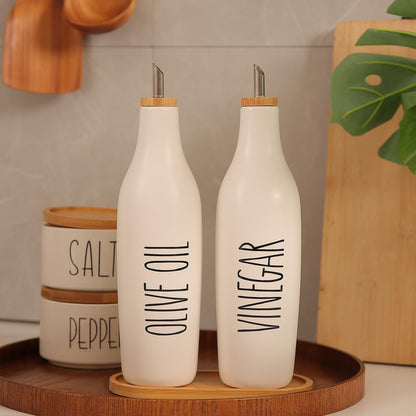HOMCDALY Olive Oil and Vinegar Dispenser Set, 16oz Ceramic Oil Dispenser for Kitchen, Kitchen