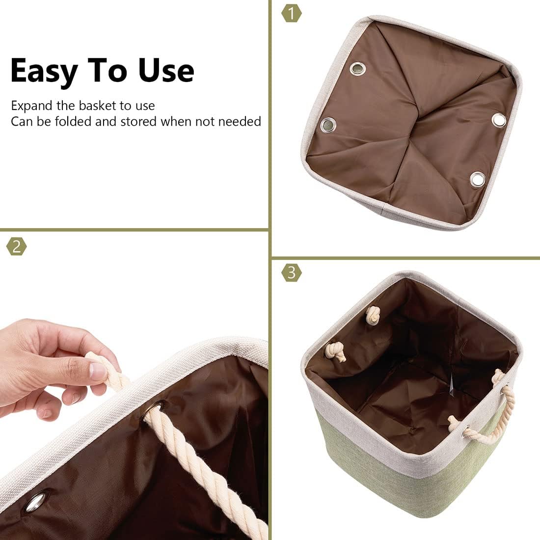i BKGOO 3Pack Large Foldable Storage Bins，Collapsible Sturdy Cationic Fabric Organizing Storage
