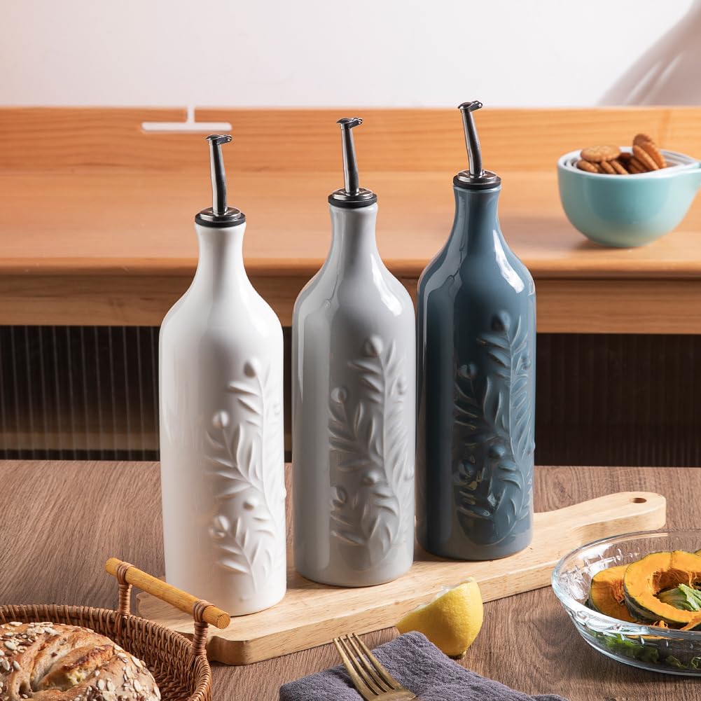 Sweejar Large Olive Oil Dispenser Bottle with Spout, 24 Oz Ceramic Oil Dispenser for Kitchen