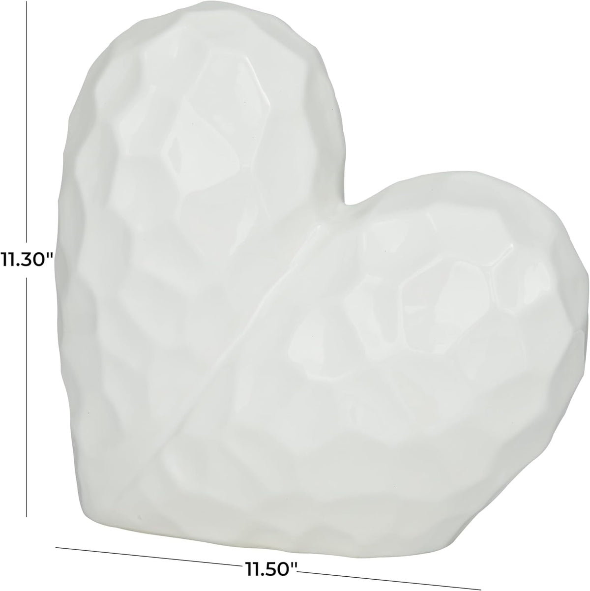Deco 79 Porcelain Ceramic Heart Decorative Sculpture Dimensional Angled Origami Inspired Home Decor
