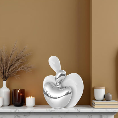 XMGZQ White and Silver Ceramic Couple Figurines Home Decor,Wedding Engagement Romantic Gift for