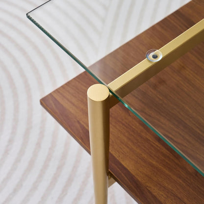 Rectangle Coffee Table, Mid-Century Modern Design, L41 W21 x H17, for Living Room, 2-Tier