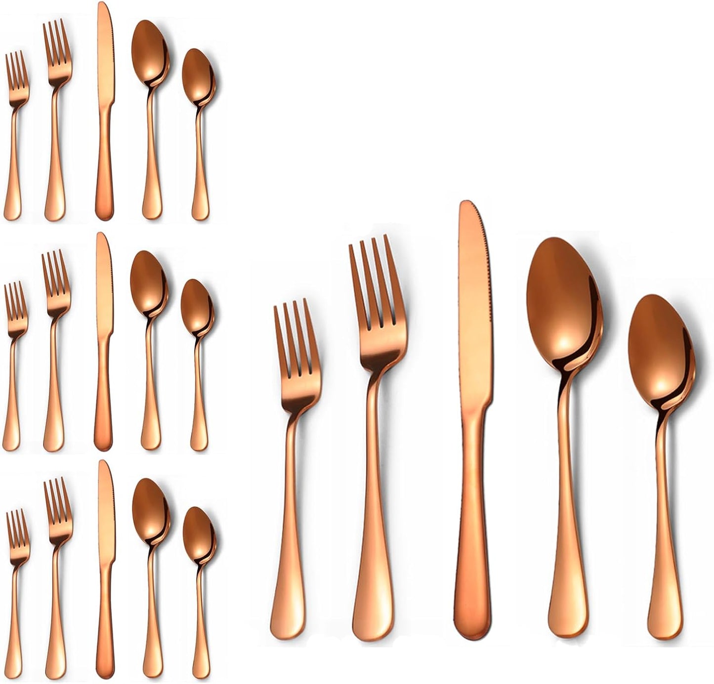 20 Pcs Rose Gold Silverware Set for 4, Food Grade Stainless Steel Flatware Set, Eating Utensils