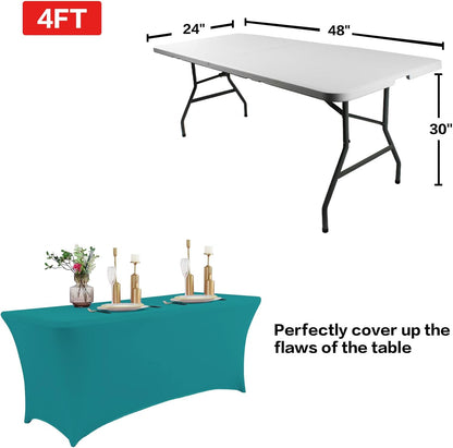 IVAPUPU 2 Pack 4FT Table Cloth for Rectangular Fitted Events Stretch Lake Blue Table Covers