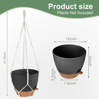 41.5 Inch Macrame Plant Hanger Indoor Outdoor with 12 Inch Flower Pot, Hanging Planter for Plants