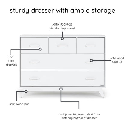 dadada Soho 5-Drawer Dresser for Nursery and Bedroom - Modern Design, Large Storage, Baby-Safe