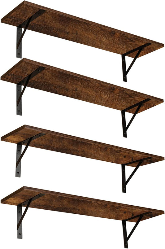 DINZI LVJ Long Wall Shelves, Set of 4, 31.5Inch Wall Mounted Shelves, Extra Large Wall Storage