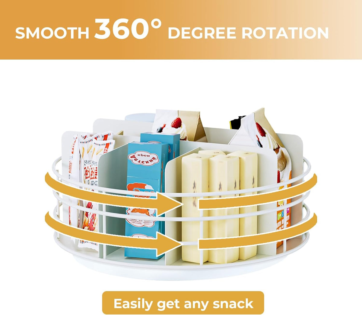 Snack Organizer - Versatile Snack Storage, Lazy Susan with Convenient Grab-and-Go Design, Metal